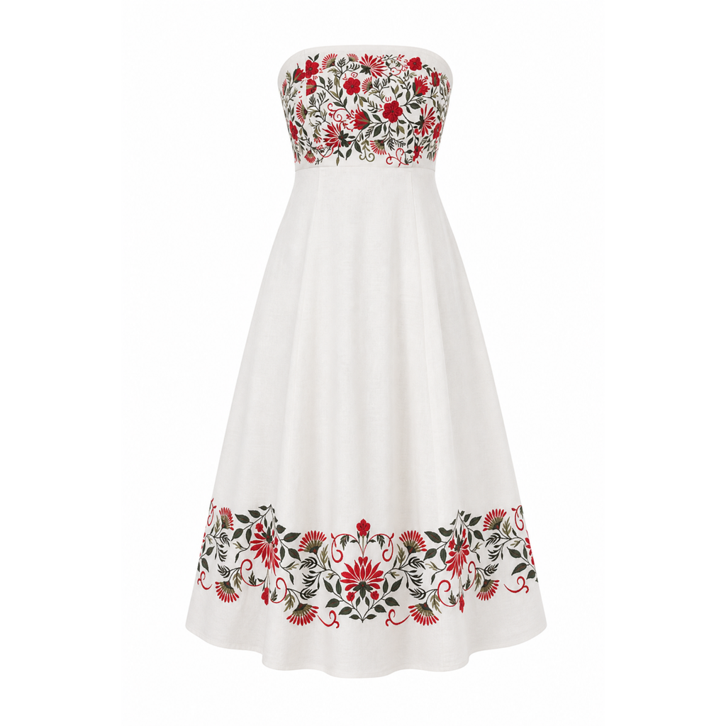 The Inara Strapless Midi Dress