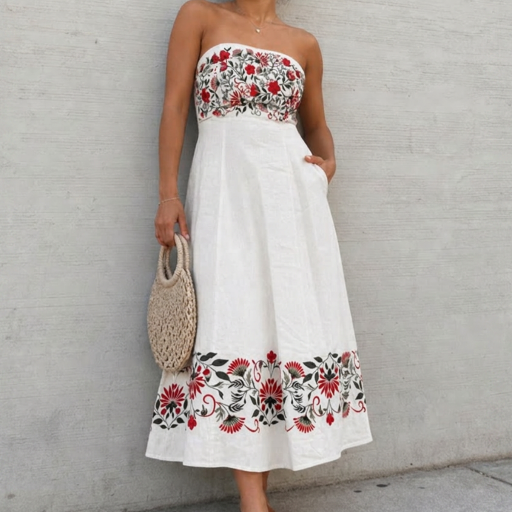 The Inara Strapless Midi Dress